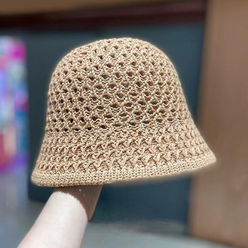 Bucket Hat Designer Wide Brim Women Bucket Hat Summer Straw Woven Sun Visor Hats Hollow Hat Striped Beach Hat