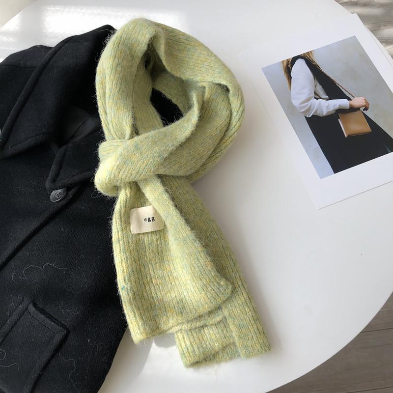 Korean Versatile Wool New Plain Color Solid Color Gray Blue Small Scarf Men and Women Couples Warm Long Scarf Winter
