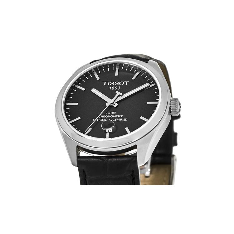 TISSOT PR100 Collection Quartz Movement Men's Watches Watch 39mm Black Dial Stainless Steel Case Leather Strap T101.451.16.051.00