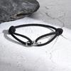Black Milan Rope Bracelet for Men,Stainless Steel Double Ring Adjustable Bracelet,Trendy Jewelry Gift