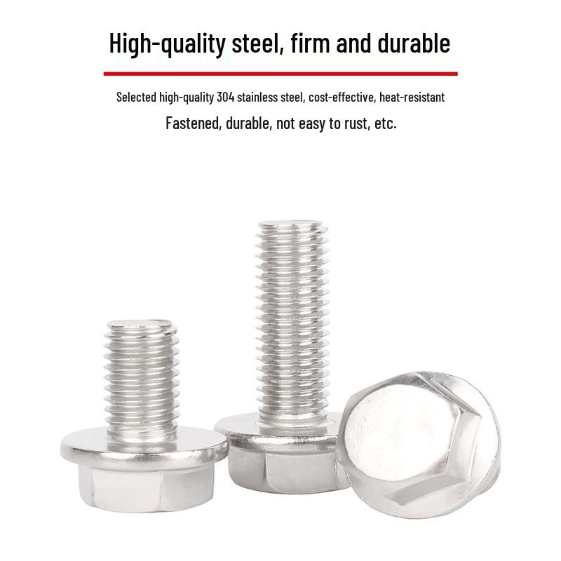 GUWANJI 304 Stainless Steel Hex Flange Head Bolt with Washer