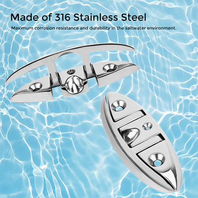 6 Inch Folding Boat Cleat 316 Stainless Steel Flip Up Flush Dock Mount Cleats for Boat Kayak