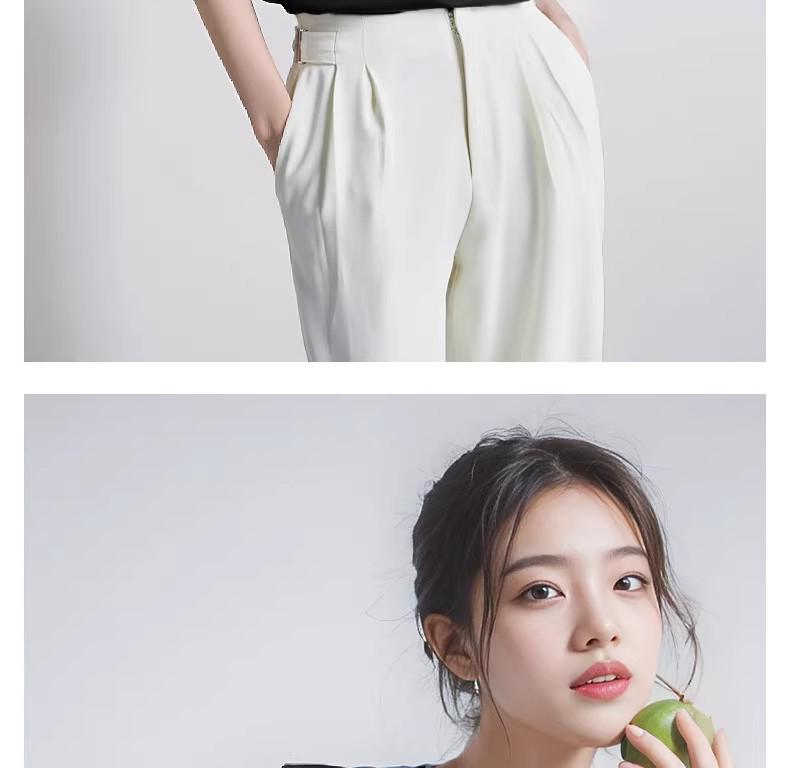 Women's High-End White Mercerized Cotton T-Shirt - Summer 2026 Pure Cotton Short Sleeve, Round Neck, Loose Fit, Slimming Top