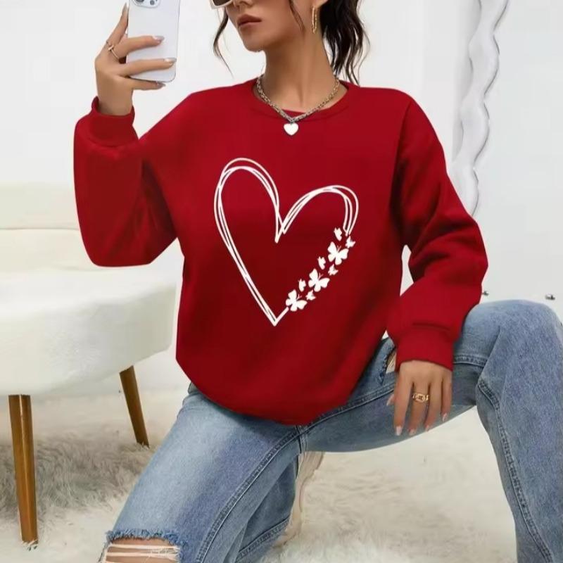 

The Great Love At The Edge Butterflies Design Sweatshirt Women Fleece Crewneck Clothes Street Autumn Pullover Soft Sportswear S красный