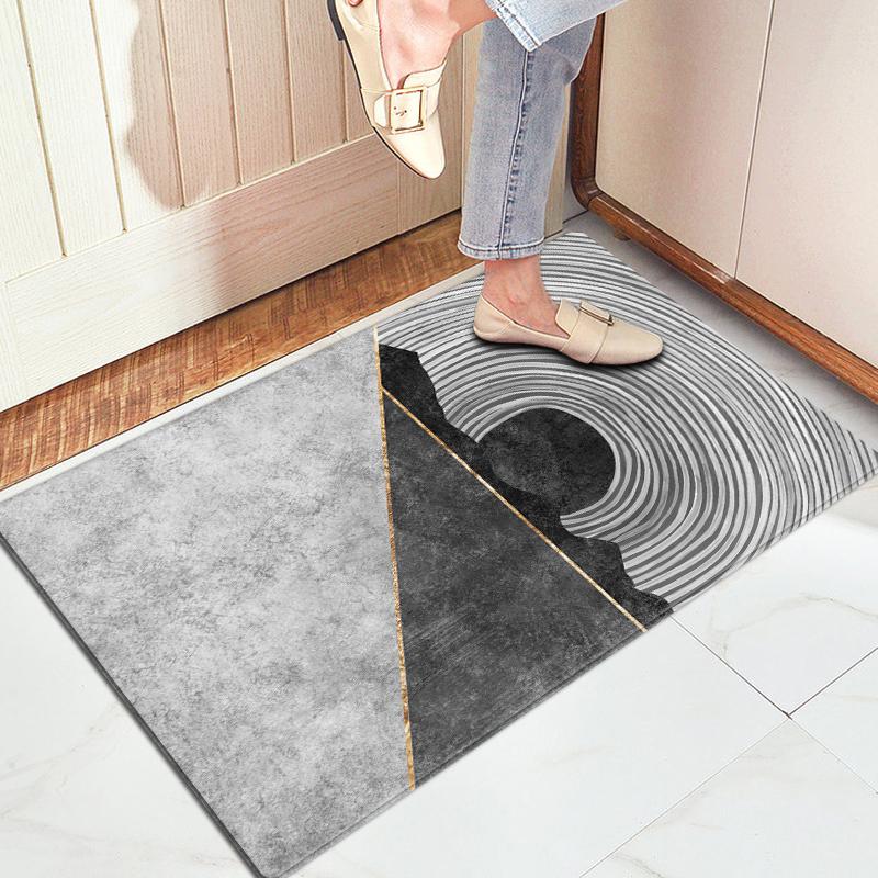 Šedá geometrická abstraktní houbová rohožka Protiskluzová latexová podložka Super absorpční pro vnitřní toaletu Koberček k posteli Podložka na podlahu