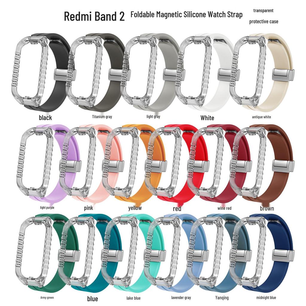 Foldable Magnetic Silicone Strap for Redmi Smart Band 2/3 and Xiaomi Smart Band 8 Active