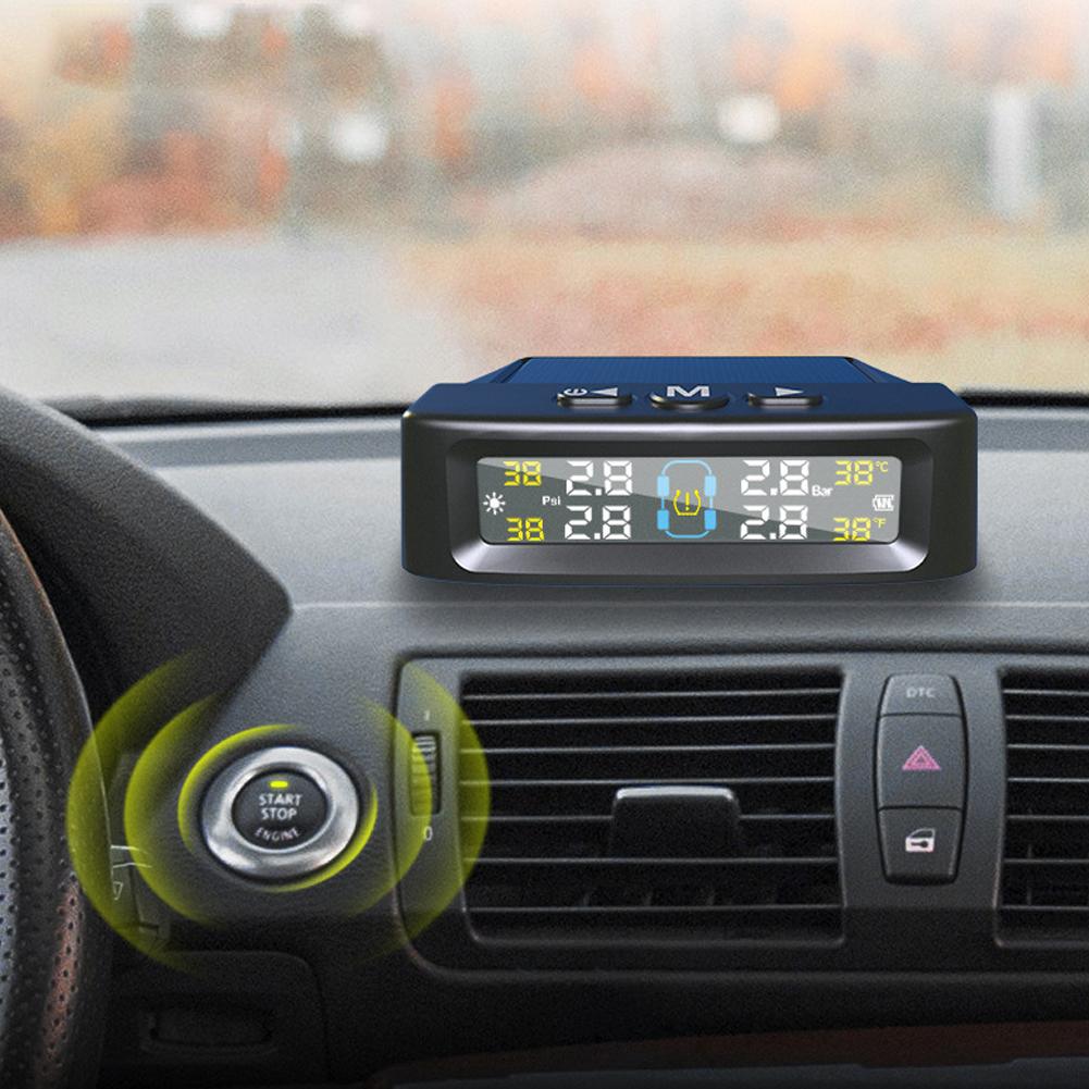 Tire Pressure Monitoring System 4 Sensors USB/Solar TPMS Tire Pressure Monitor System for Car Sedan SUV