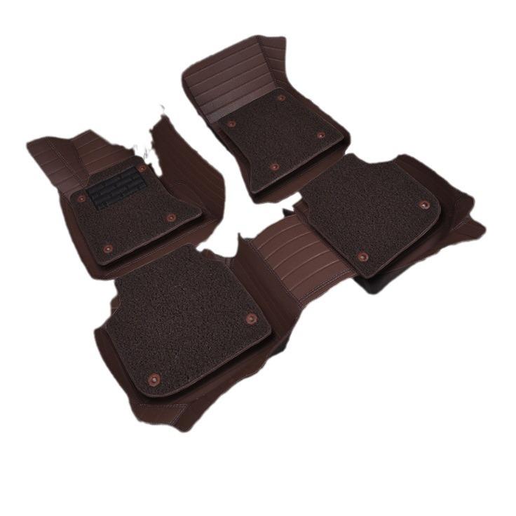 Custom Leather Car Floor Mats: Horizontal Stripe, Double-Layer, Full Surround Design