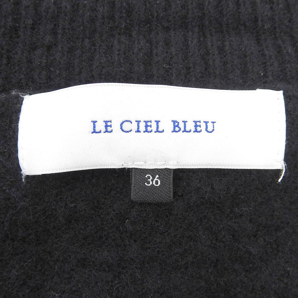 LE CIEL BLEU In Good Condition Wool X Cashmere Side Slit V-neck Knit Pullover Top for Women, Black, Size 36, 24A61415 Tops 36 blackUsed