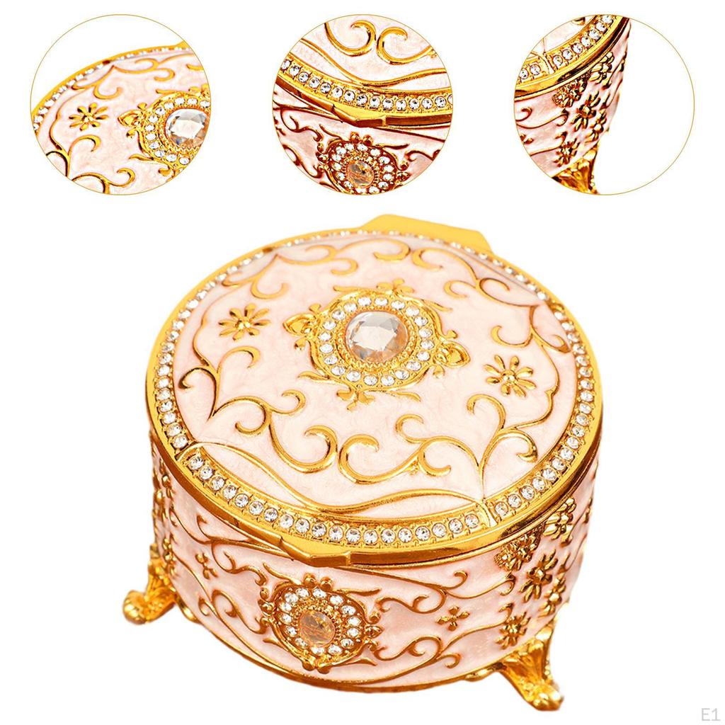 Jewelry Case Small Box Decorative Portable for Women Desktop Keepsake Trinket