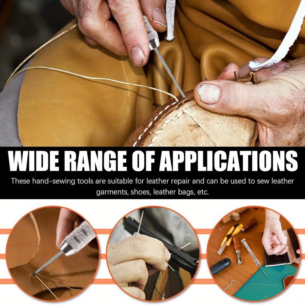 Leder-Nähahle-Set | Set aus Edelstahl-Handnähahlen für Lederhandwerk, Schuh- und Taschenreparatur, Geeignet für alle Jahreszeiten - Silbergrau