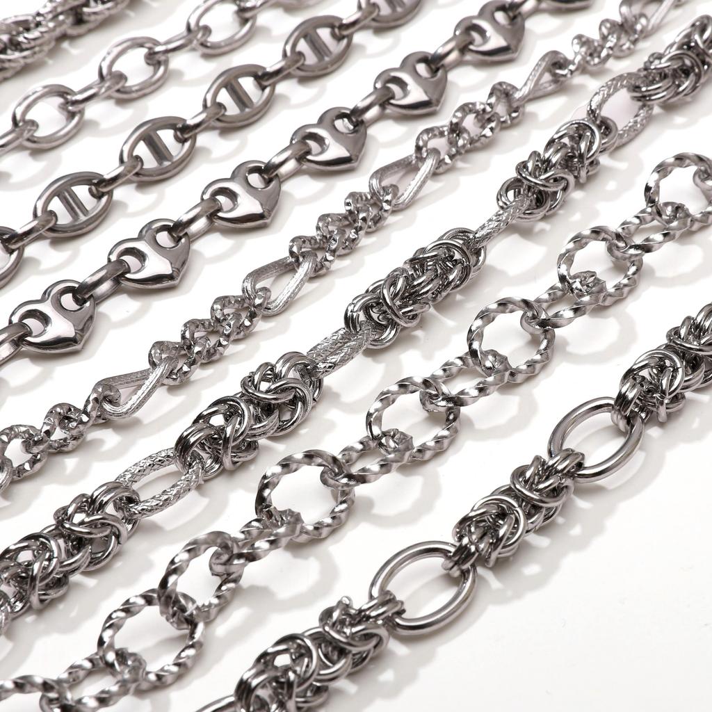 Chaîne Cœur en Acier Inoxydable de 0,5/1 Mètre Chaîne Cubaine Chaîne Punk de Base pour la Fabrication de Colliers Bracelets Bijoux Accessoires