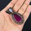 Ruby & Moonstone Pendant Gemstone Jewelry, 999 Copper Wire Wrapped Handmade Pendant, Latest Design Jewelry