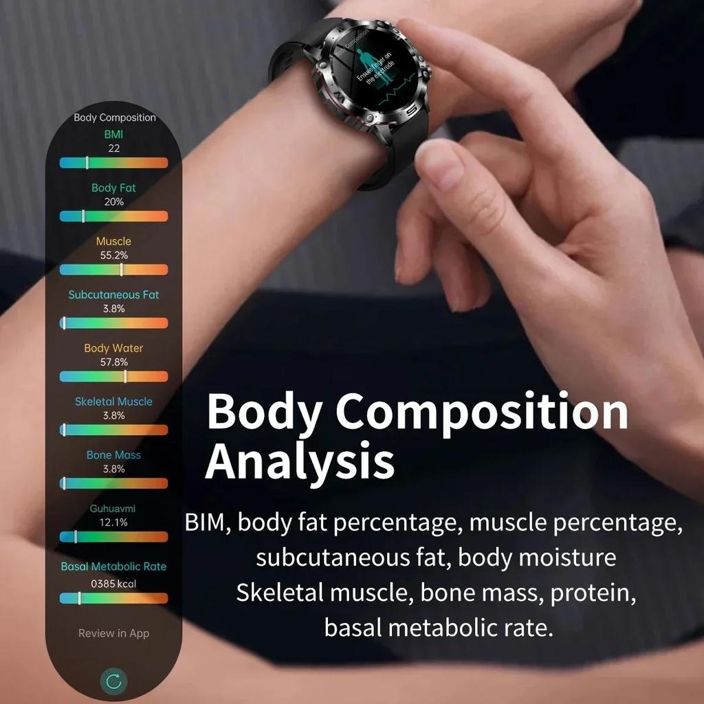 2025 New Smart Watch For Men Health Blood PressureBlood Oxygen Uric Acid Fitness Tracker Watches Bluetooth Call ECG Smartwatch