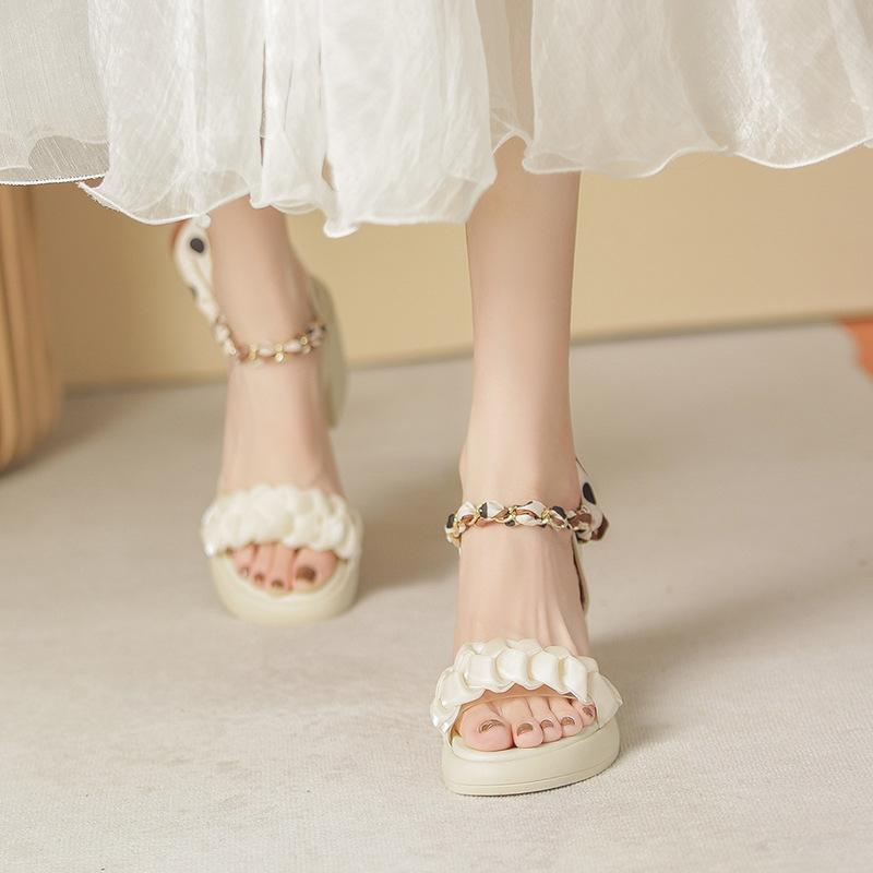 Sandals women's summer new temperament high heels temperament thick heel with sandals women