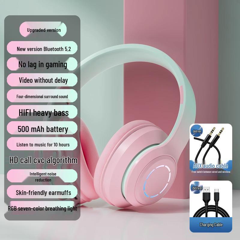 Wireless Over-Ear Bluetooth Headphones with Large Earcups, Noise-Canceling for Women - Ideal for Music and Sports