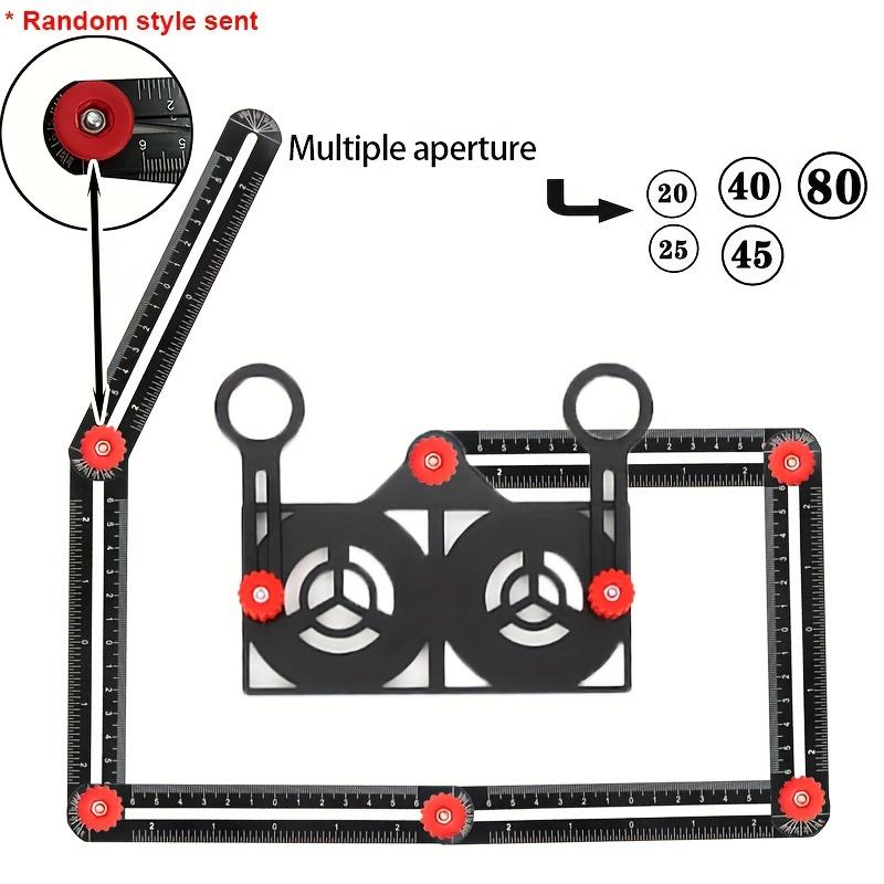 1pc 6-Fold Aluminum Multi-angle Measuring Ruler, Precision Angle Measurer for Building Projects, Tile Hole Ruler, Linear Measurement Tool