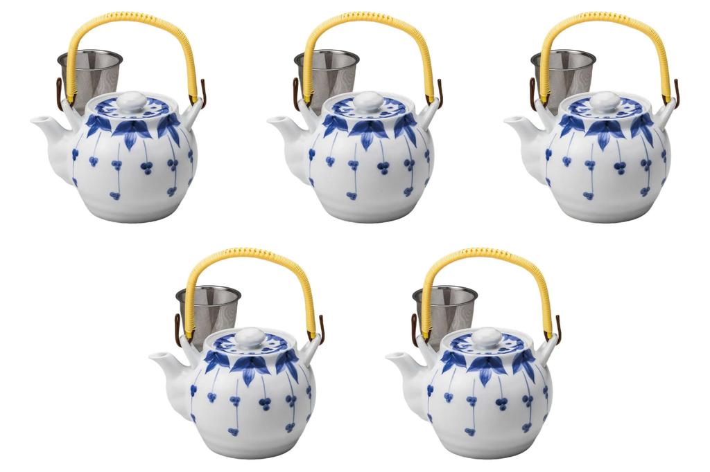 Set of 5 Weeping Flower 8 Earthenware Teapots X 15 X Cm 1380 Earthenware Teapots Made In China Setomonohonpo No. [15 14.3 Cc]