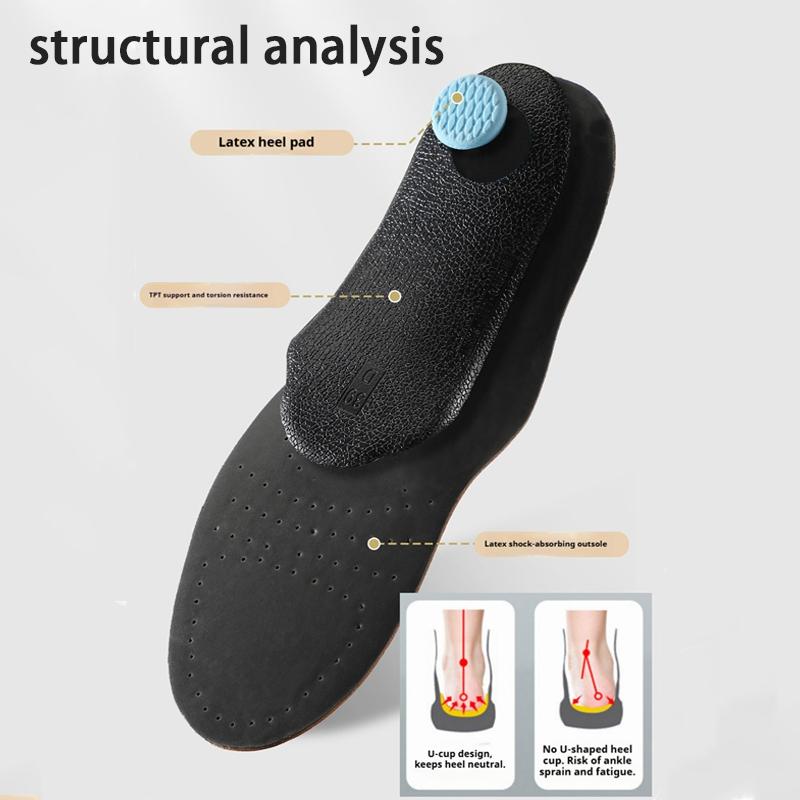 New Breathable Leather Insole Arch Support Orthopedic Insoles Men's and Women's Flatfoot Corrective Insoles