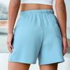 Damen-Shorts, lässig, für den Sommer, bequem, elastisch, hohe Taille, Kordelzug, Laufshorts mit Taschen