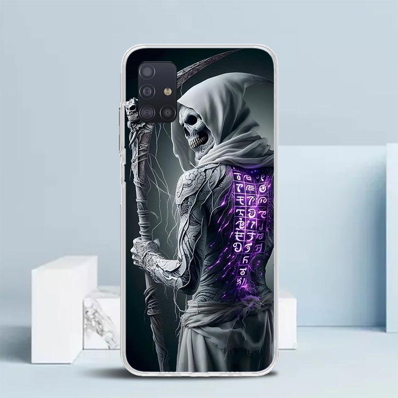 Death Grim Reaper Skull Scythe Soft Cover for Samsung Galaxy A12 A22 A32 A52 A72 A02S Phone Case Note 20 Ultra 10 S10 Plus A51 A