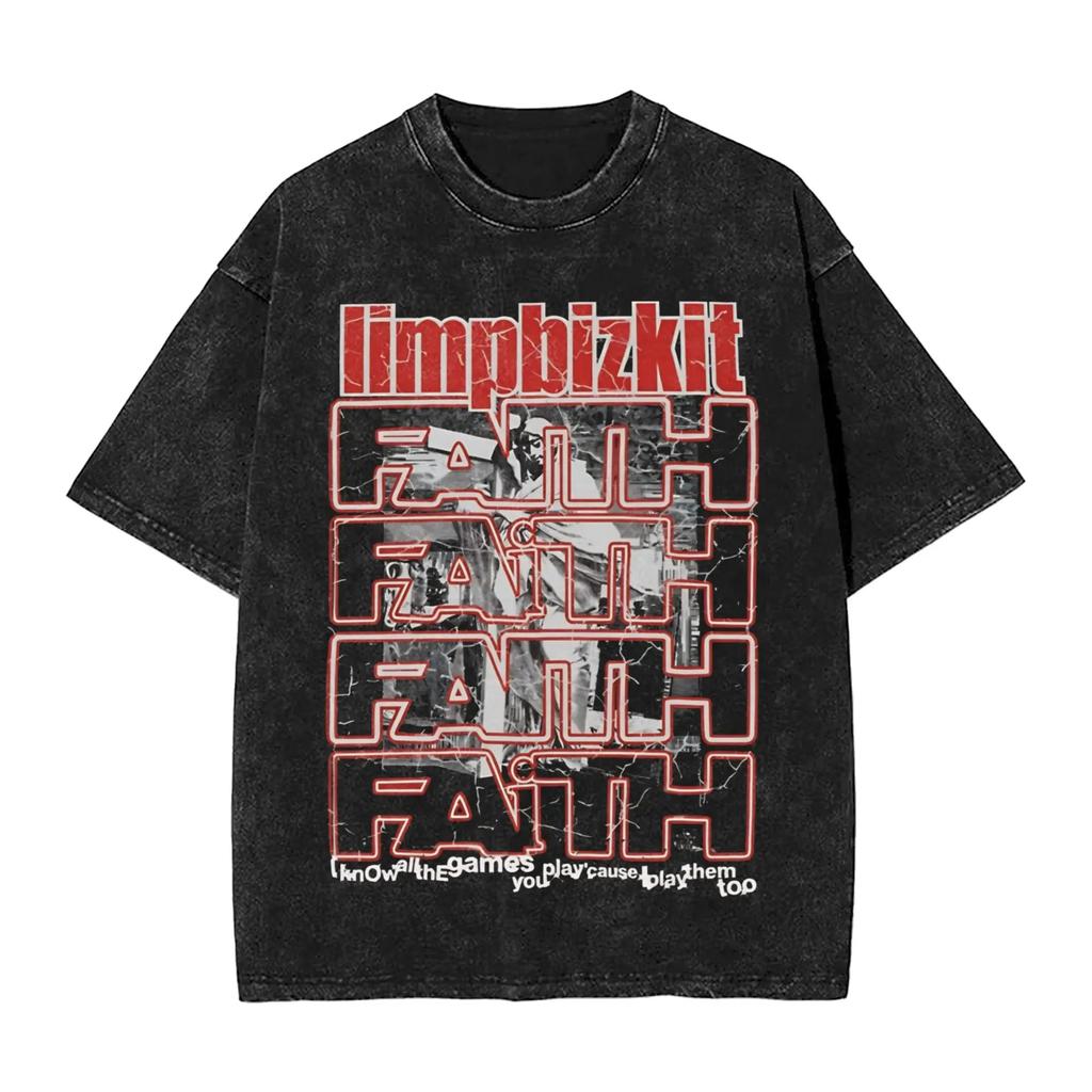 Hot Sale Rap Metal Band Limp Bizkit Graphic Print TShirt Unisex Women Retro Washed Cotton Oversized Streetwear Fashion Summer Tee