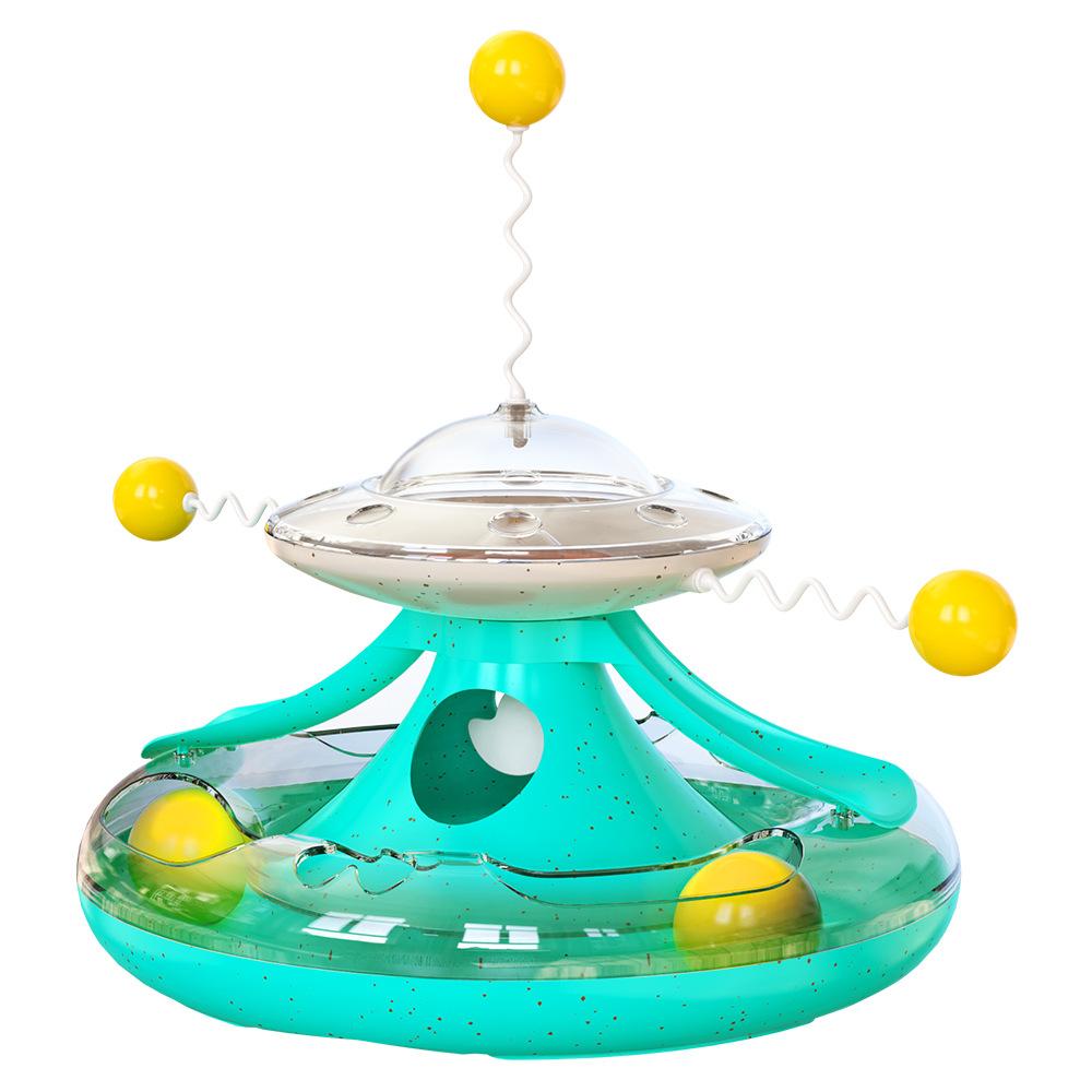 Kitten Tumbler Track Balls Toy Cat Carousel Shaped Turntable Leaky Food Toy Intelligence Boosting Cat-teasing Stick Pet Supplies