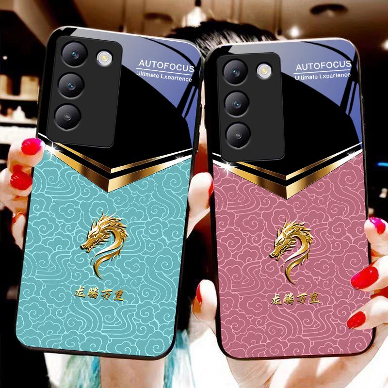 V-förmiger Wasserhahn für Y72 33S 11 03 36 96 Lite 35 16 Iqoo 12 V40 SE 5G 29 40 21 30 X80 Pro Vivo Handyhülle aus gehärtetem Glas Schwarz