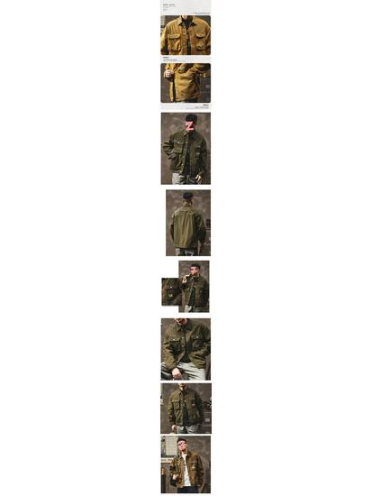 Męska kurtka robocza myśliwska z ciężkiego denimu w stylu retro - Luźny krój na wiosnę i jesień