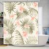 Vibrant Floral Bath Curtain Modern Bathroom Decor with Green Leaves and Pink Flowers for Home Use