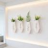 4Pcs Wooden Wall Mount Vase Farmhouse Rustic Home Office Living Room Wall Hanging Artificial Plants Holder Dried Flower Vase Decoration