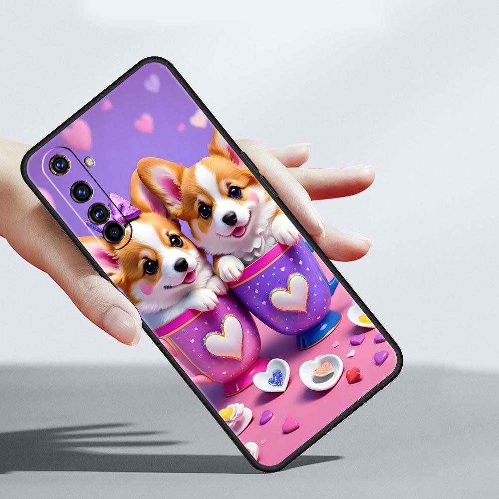 Cute Corgi Dog Case For Realme C67 C63 C55 C53 C35 C25 C21 GT 2 3 5 6 10 11 12 13 Pro Plus 5G Soft TPU Phone Cover Fundas Capas