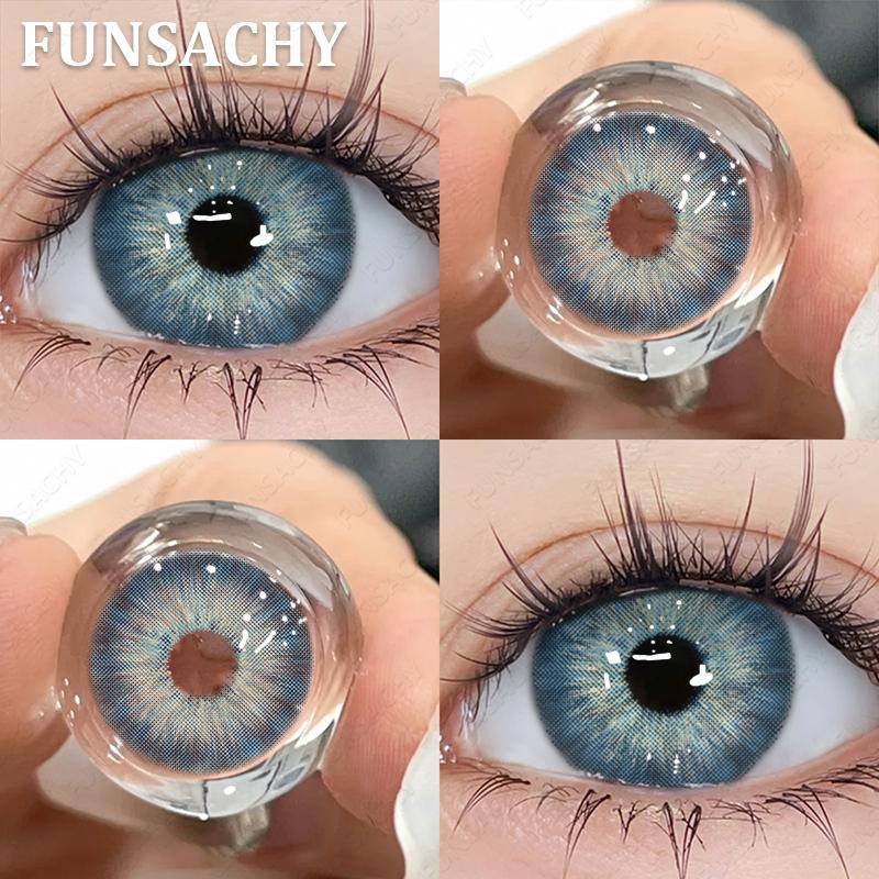 FUNSACHY 2pcs Blue Color Contact Lenses Natural Contact Lenses for Eyes Beautiful Eyes Lens Cosmetic Pupils Green Colored Lens