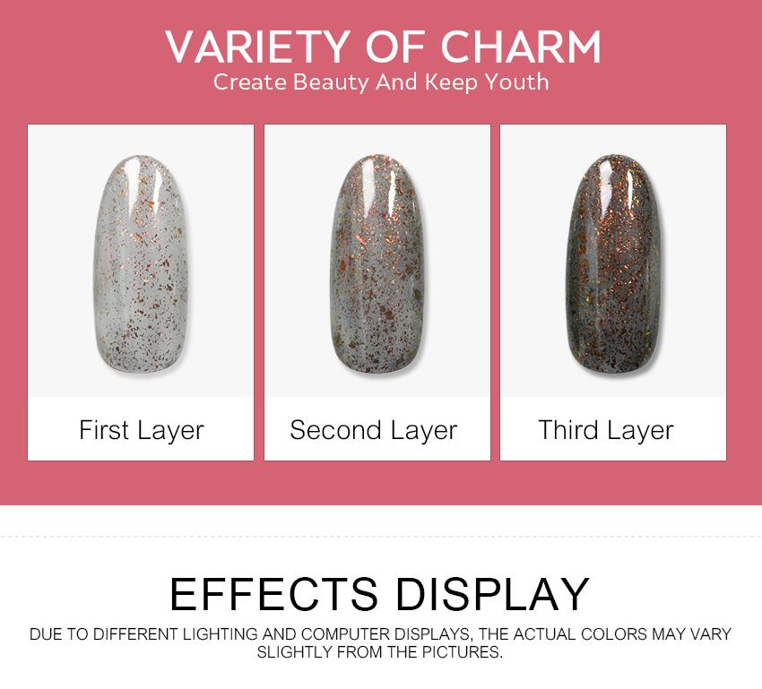 KADS 9.5ml Mica Nail Polish Shining Sequins 6 Colors Nail Art Varnish Lacquer