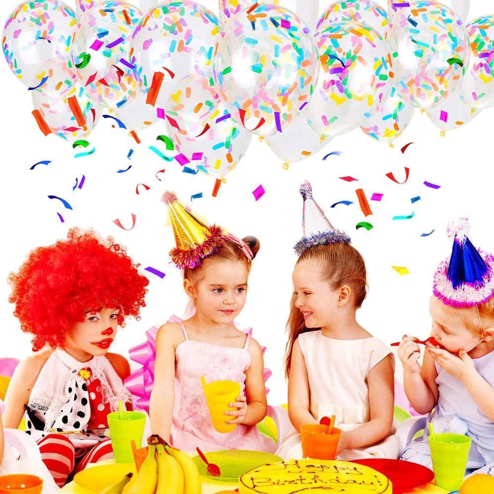 10pcs Confetti Balloons Birthday Wedding Party DIY Decoration 12inch Balloons Long Strips Paper Sprinkles Confetti Latex Balloon