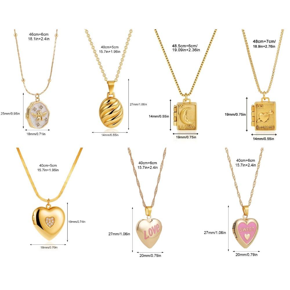 Stainless Steel Photo Frame Necklace Moon Sun Couple Choker Chain Heart Photo Pendant  Jewelry