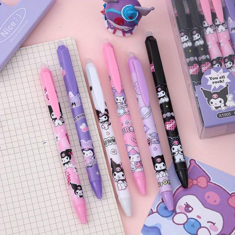 12Pcs Kuromi Cartoon Gel Pen Stationery 0.5mm Blue with Hook Office Write Personality Office Gift Pen Wholesale Ballpoint Pen