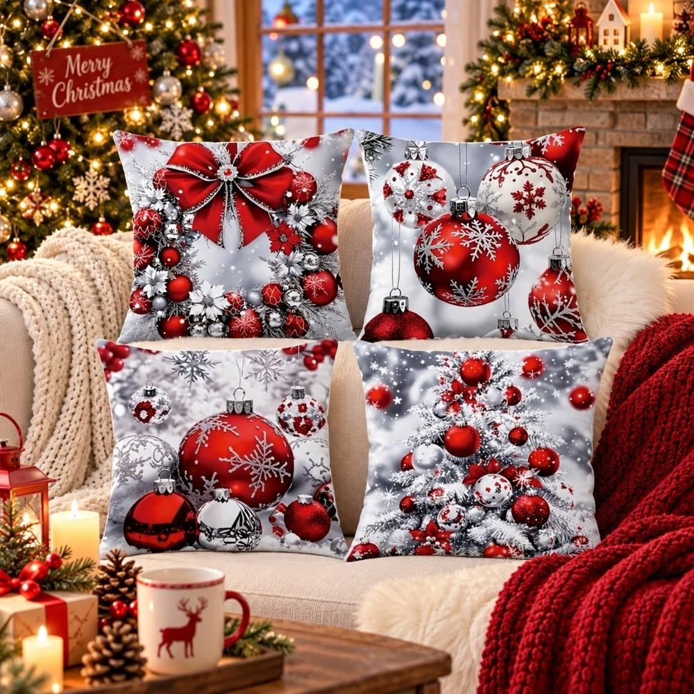 4PCS Pumpkin Throw Cushion Case Reindeer Xmas Pillowslip Santa Pillow Cover  Bed Decoration