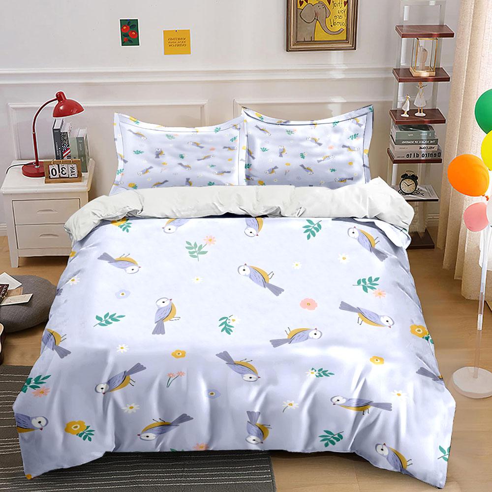 Whimsical Birds and Blossoms. Bedding Sets Duvet Covers Pillowcases(1* Duvet Cover 2* Pillowcases Without Duvet Insert)