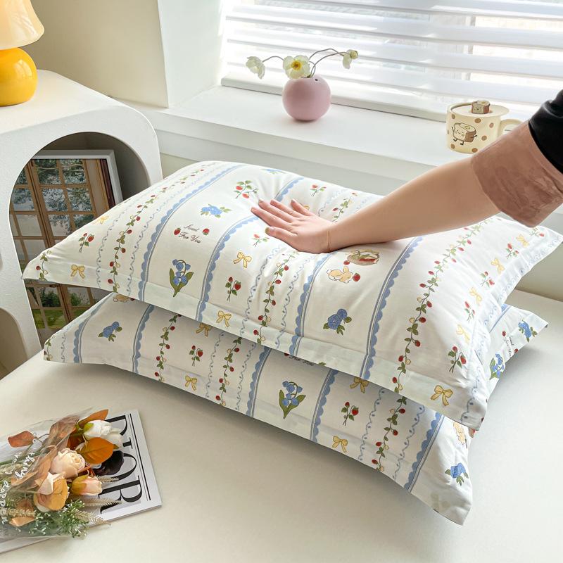 Children's Floral Pillowcase Set - Cotton with Memory Foam Core Cover (30x50cm & 40x60cm)
