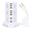 JIACHAN Tower-Style Power Strip with 3 Vertical Outlets, 12 AC Power, 9 USB Ports, USB C Power, PD Fast Charging, Lightning Guard, Overload Protection