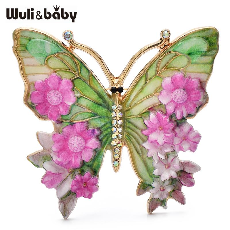 

Wuli&baby Vintage Big Flower Butterfly Brooches 5-color Beautiful Insects Brooch For Women s Clothes Pins Gifts