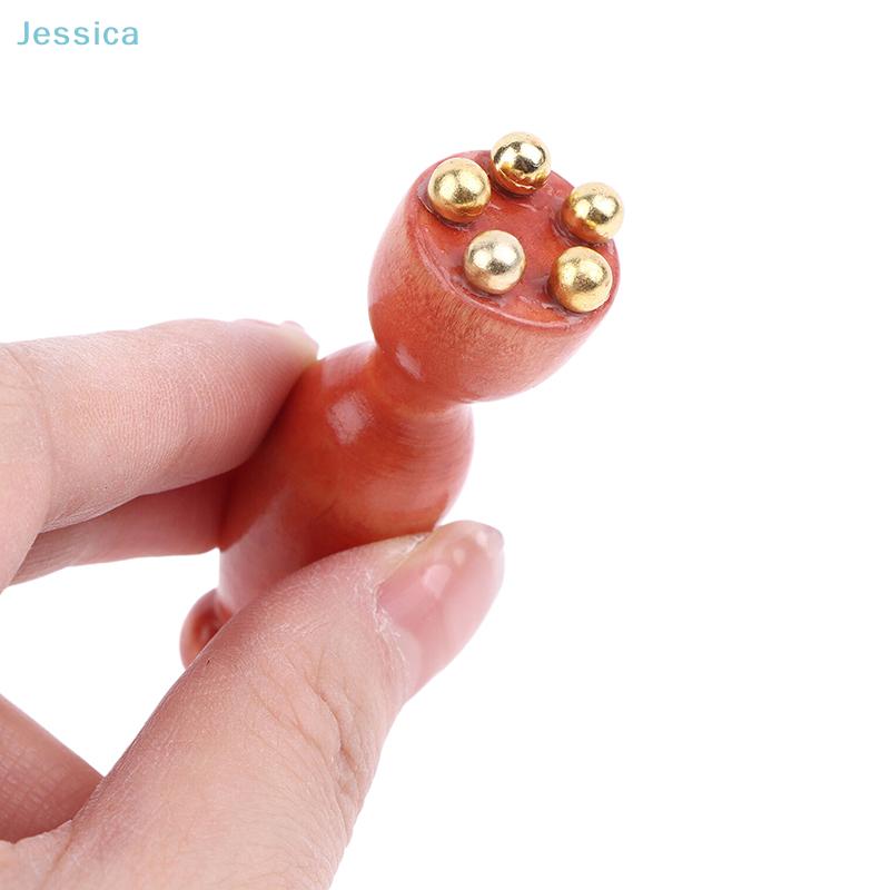 2Pcs Lotus Seedpod Brass Beads & Rosewood Facial Gua Sha Tool Eye Relaxation Spot Meridians Acupoint Massage Handheld