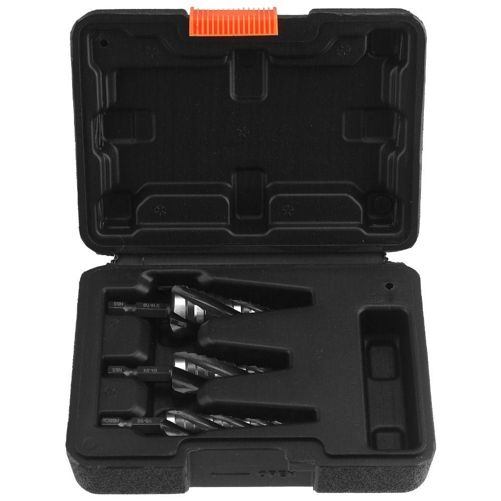3 Piece Set Step Drill Bit Bearing Steel Stainless Steel High Speed Bearing Steel Four Spiral Flute 5 Piece Set
