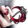 Offener Legierungsring Mysteriöser Halbmond und Rose Verstellbarer offener Fingerring Statement-Schmuck für Frauen Mädchen