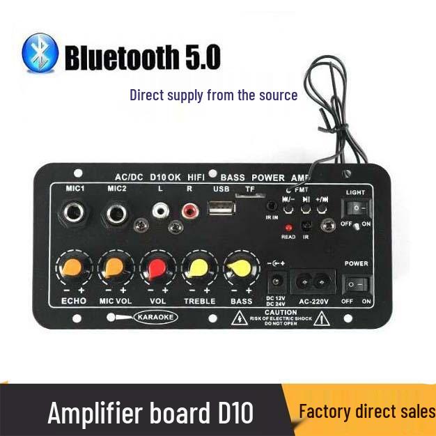 

Home & Outdoor Car Bluetooth KTV Digital Amplifier Board D10 US Standard чорний