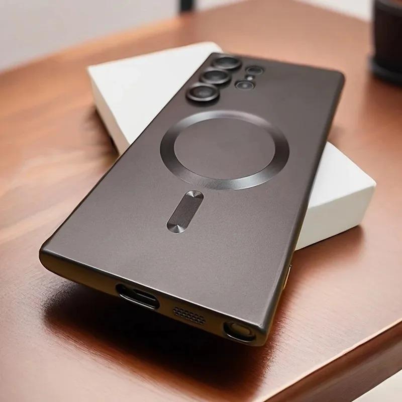 Suitable for Samsung S25 Ultra Mobile Phone Case Magnetic Metal Paint S24FE Glass Lens Film S23Plus All Inclusive Case