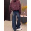 Women's Fleece-Lined Retro Wide-Leg Jeans: New Autumn/Winter Styles for Curvy and Plus-Size Figures, Hip-Covering Design.