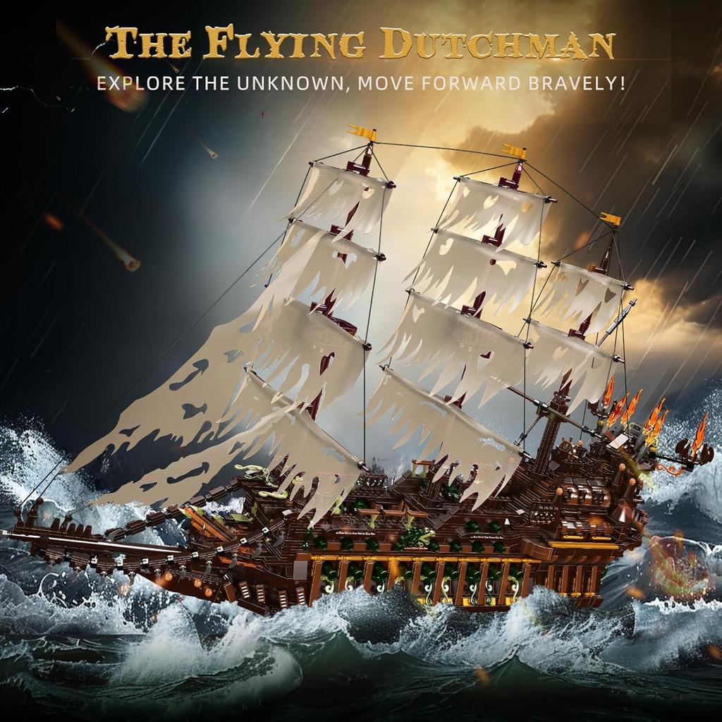 MOULD KING 13197 Pirate Ship Building Block The MOC Flying Ductman Pirate Ship Model Assembly Ship Toys Kids Christmas Gifts