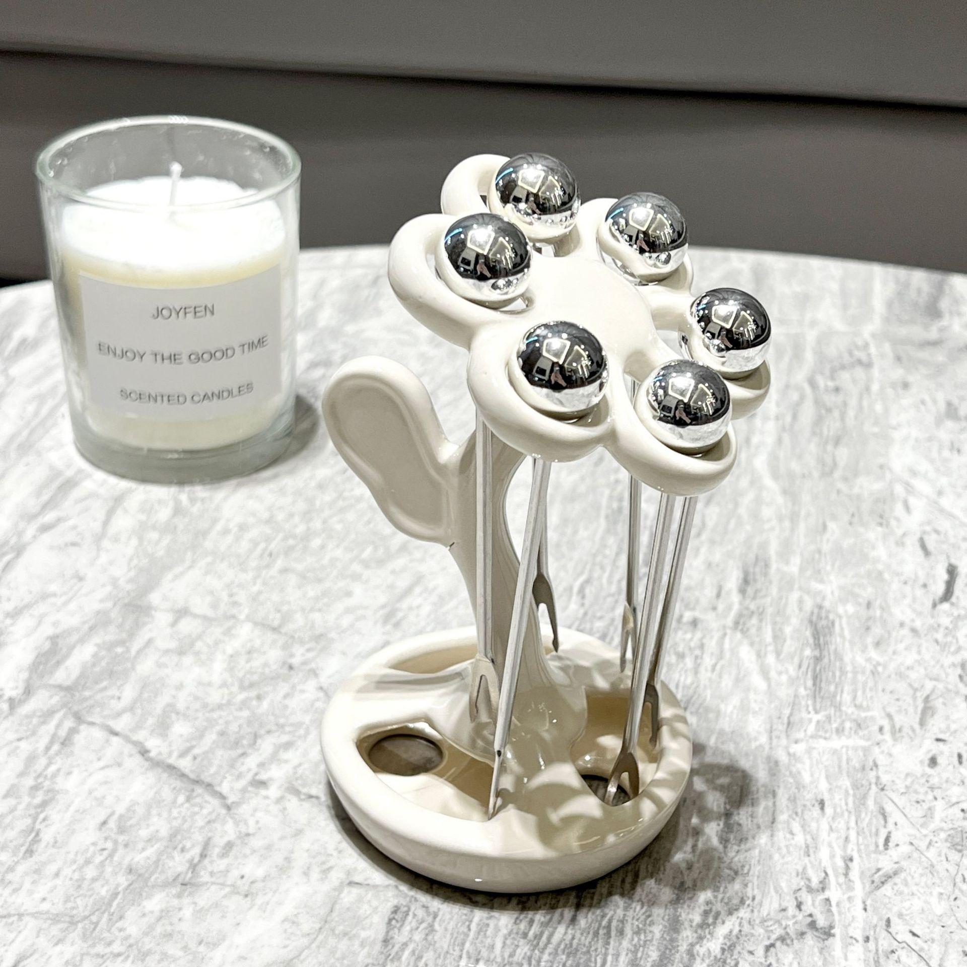 

Fruit Fruit Dessert Fork Stainless steel home ceramics desserts cakes fruits Dessert Fork Set Tableware desktop decoration білий
